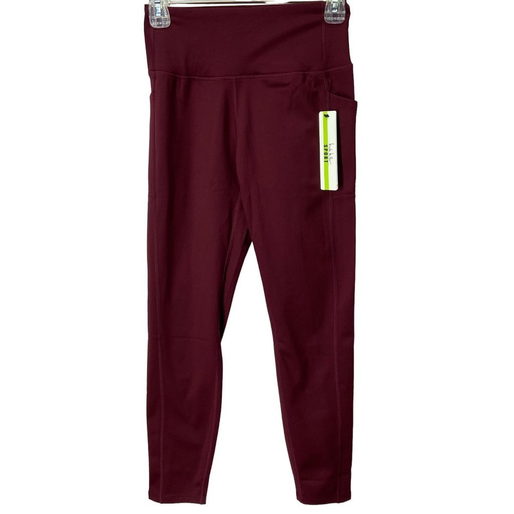 Nicole Miller Sport Women's Small Athletic Yoga Pants‎ Leggings Red Pockets NEW